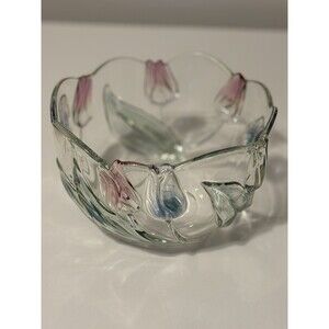 Mikasa Tivoli 3D Tulip Glass Serving Bowl 8” Diameter And 4.75” Tall